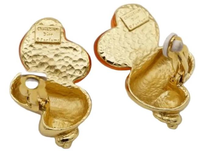 Orecchini Christian Dior Conchiglia Resina Arancione e Oro Multicolore - vista 4