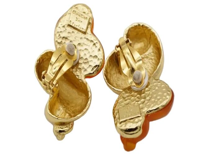 Orecchini Christian Dior Conchiglia Resina Arancione e Oro Multicolore - vista 5