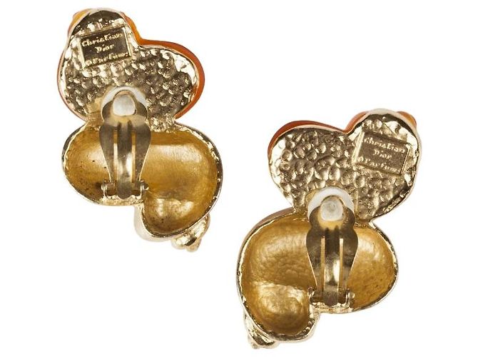 Orecchini Christian Dior Conchiglia Resina Arancione e Oro Multicolore - vista 6