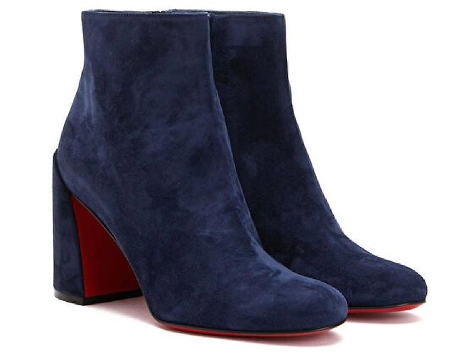 Stivaletti in suede blu navy Christian Louboutin - vista 7