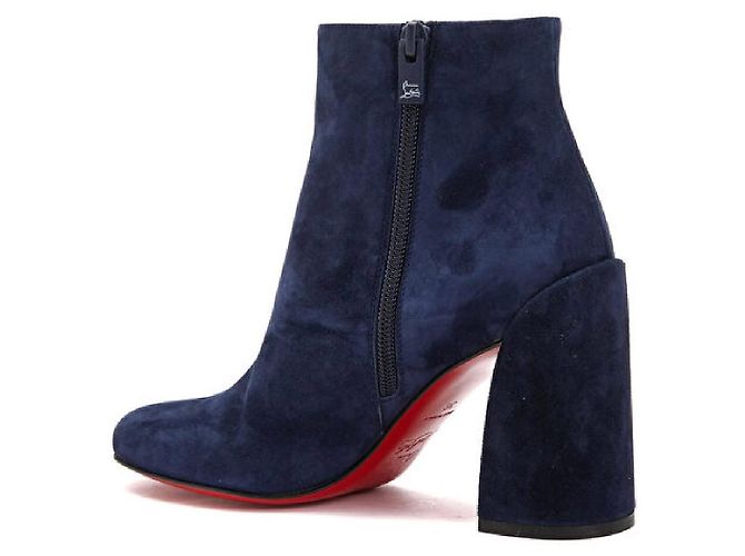Stivaletti in suede blu navy Christian Louboutin - vista 8