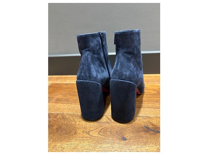 Stivaletti in suede blu navy Christian Louboutin - vista 9