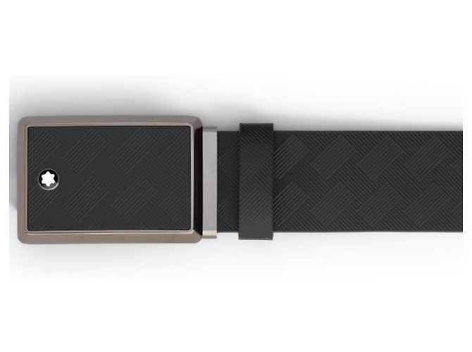 Montblanc 35 mm FLACHE GURTELSCHNALLE MIT EINLAGE AUS EXTREMLEDER Schwarz - Ansicht 3
