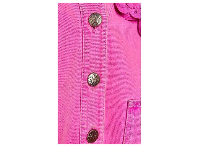 Chaqueta de camelia de denim neón rosa Chanel 21S icónica FR 36 Hardware de plata - vista 5