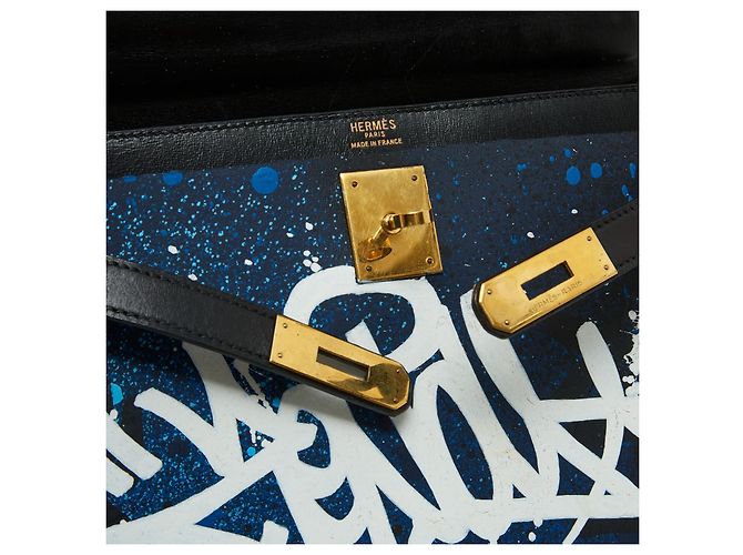 Borsa Hermès 1989 Zenoï Kelly 32 Sellier in Pelle Nera Graffiti Hermes con tracolla Nero - vista 11
