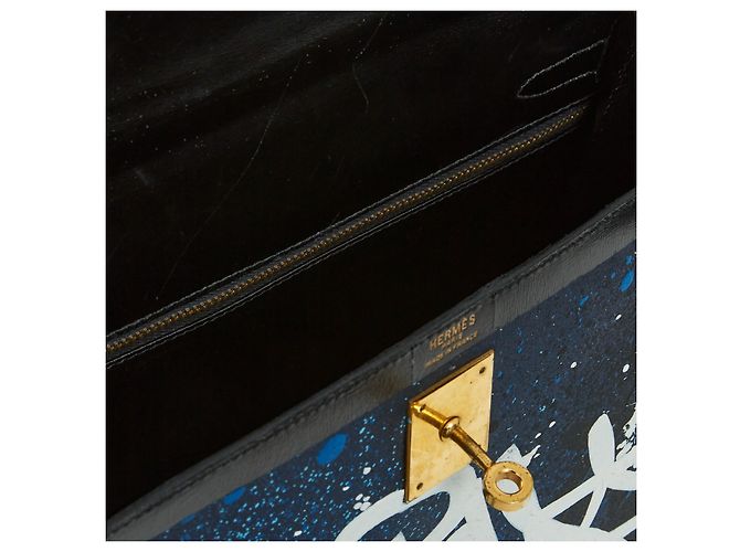 Borsa Hermès 1989 Zenoï Kelly 32 Sellier in Pelle Nera Graffiti Hermes con tracolla Nero - vista 12