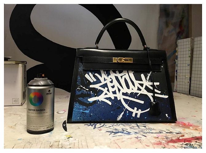 Borsa Hermès 1989 Zenoï Kelly 32 Sellier in Pelle Nera Graffiti Hermes con tracolla Nero - vista 13