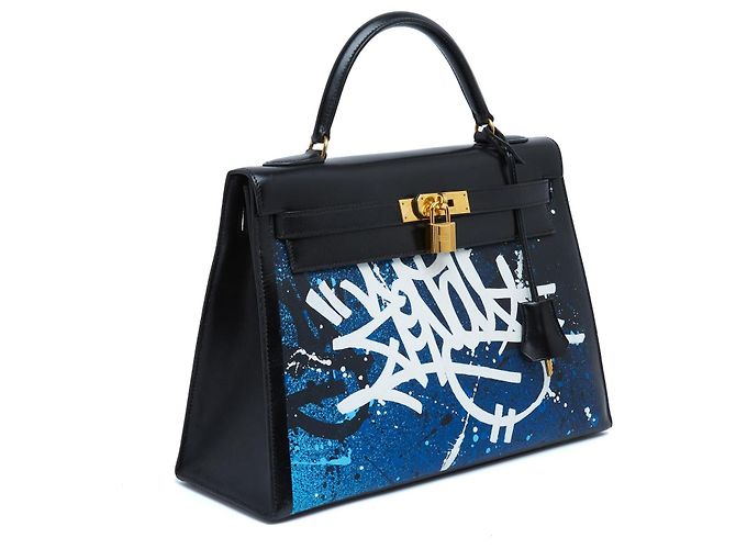 Borsa Hermès 1989 Zenoï Kelly 32 Sellier in Pelle Nera Graffiti Hermes con tracolla Nero - vista 3