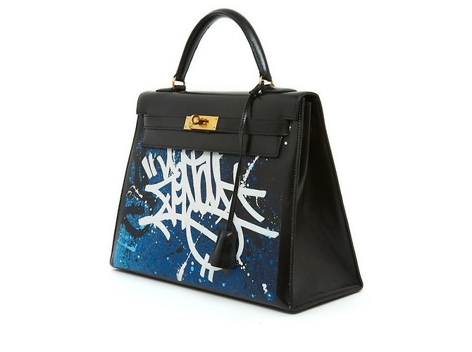 Borsa Hermès 1989 Zenoï Kelly 32 Sellier in Pelle Nera Graffiti Hermes con tracolla Nero - vista 6