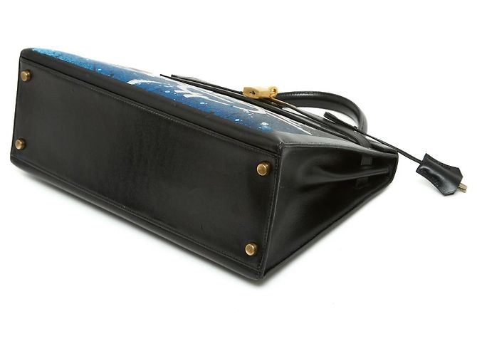 Borsa Hermès 1989 Zenoï Kelly 32 Sellier in Pelle Nera Graffiti Hermes con tracolla Nero - vista 8