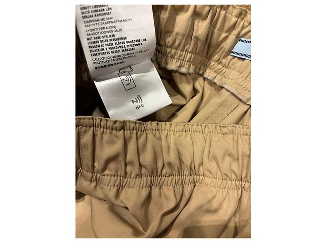 Calça larga de algodão bege com placa de logo Prada - vista 5