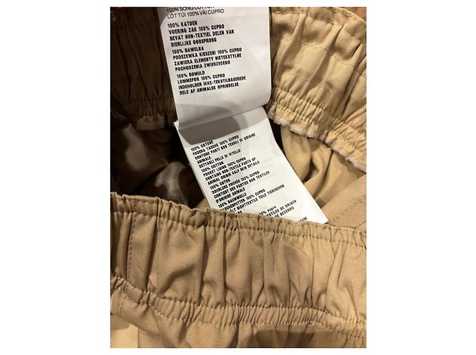 Calça larga de algodão bege com placa de logo Prada - vista 8
