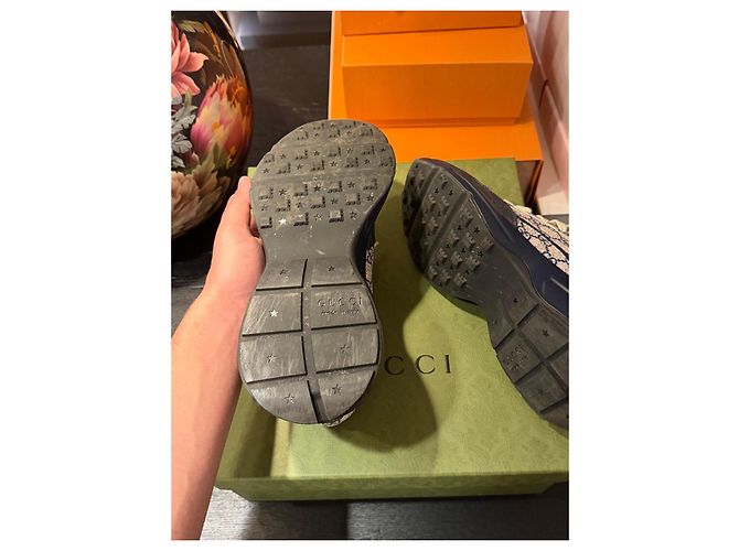 Sneaker in tela GG Gucci Blu Beige - vista 4
