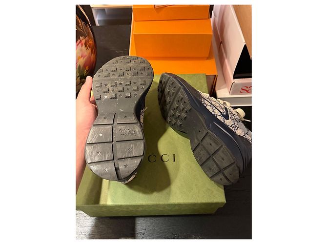 Sneaker in tela GG Gucci Blu Beige - vista 5