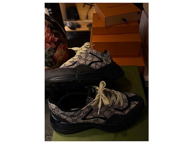 Sneaker in tela GG Gucci Blu Beige - vista 6