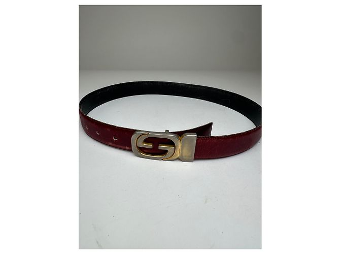 Vintage Gucci Leder Gürtel lila Bordeaux - Ansicht 2