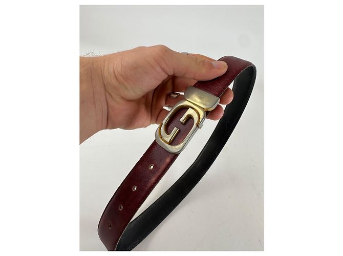 Vintage Gucci Leder Gürtel lila Bordeaux - Ansicht 3