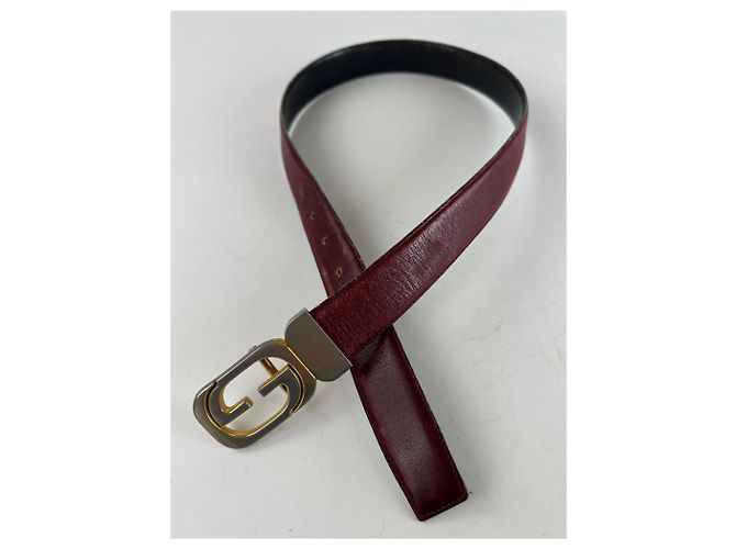 Vintage Gucci Leder Gürtel lila Bordeaux - Ansicht 6