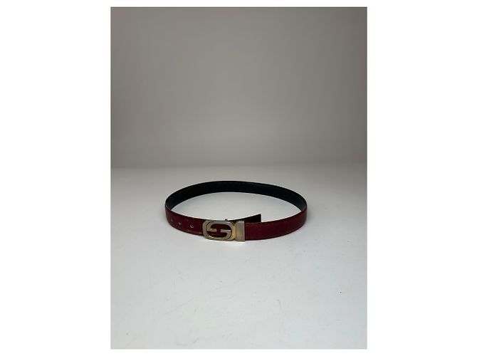 Vintage Gucci Leder Gürtel lila Bordeaux - Ansicht 7