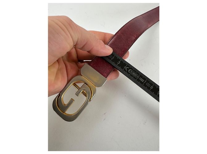 Vintage Gucci Leder Gürtel lila Bordeaux - Ansicht 9