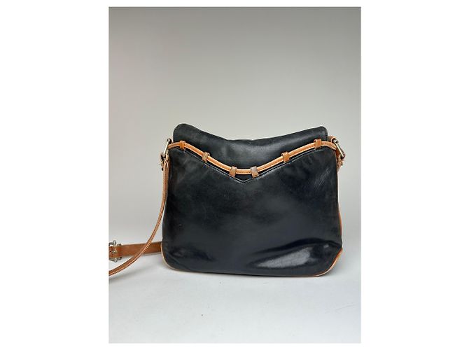 Triomphe Céline Borsa a spalla / crossbody in pelle vintage Celine Paris nera e marrone - vista 10