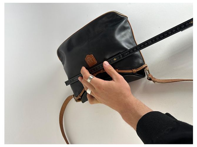Triomphe Céline Borsa a spalla / crossbody in pelle vintage Celine Paris nera e marrone - vista 11