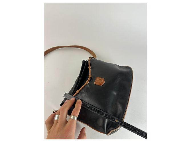 Triomphe Céline Borsa a spalla / crossbody in pelle vintage Celine Paris nera e marrone - vista 12