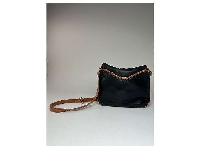 Triomphe Céline Borsa a spalla / crossbody in pelle vintage Celine Paris nera e marrone - vista 2