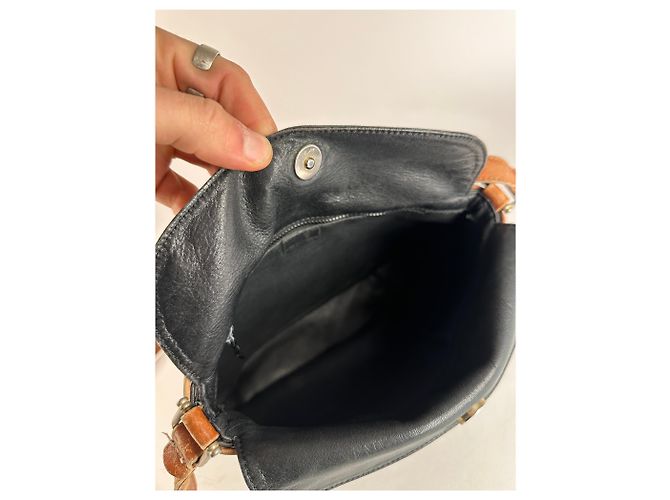 Triomphe Céline Borsa a spalla / crossbody in pelle vintage Celine Paris nera e marrone - vista 3