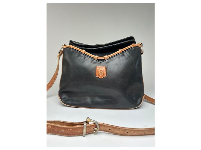 Triomphe Céline Borsa a spalla / crossbody in pelle vintage Celine Paris nera e marrone - vista 8