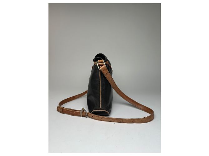 Triomphe Céline Borsa a spalla / crossbody in pelle vintage Celine Paris nera e marrone - vista 9
