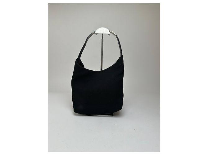 Vintage Gucci Leder-Canvas-Handtasche Schwarz - Ansicht 10