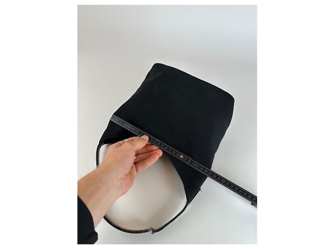 Vintage Gucci Leder-Canvas-Handtasche Schwarz - Ansicht 11