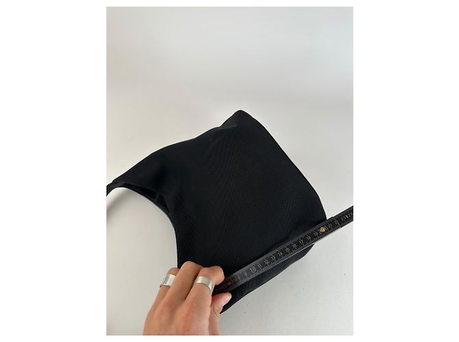 Vintage Gucci Leder-Canvas-Handtasche Schwarz - Ansicht 12