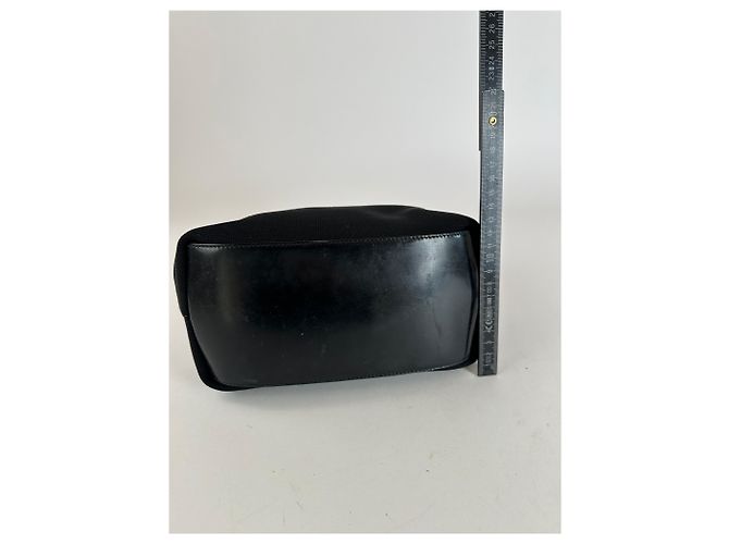 Vintage Gucci Leder-Canvas-Handtasche Schwarz - Ansicht 13