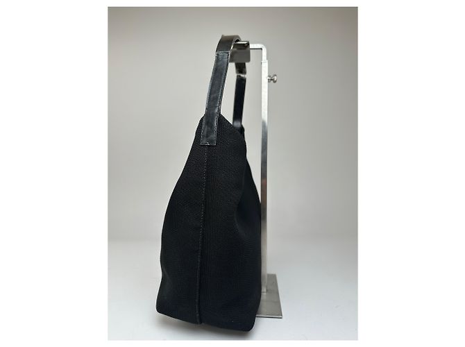 Vintage Gucci Leder-Canvas-Handtasche Schwarz - Ansicht 7