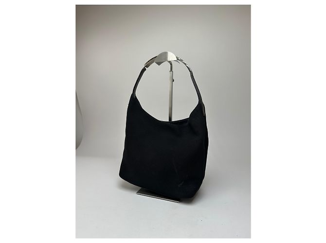 Vintage Gucci Leder-Canvas-Handtasche Schwarz - Ansicht 8