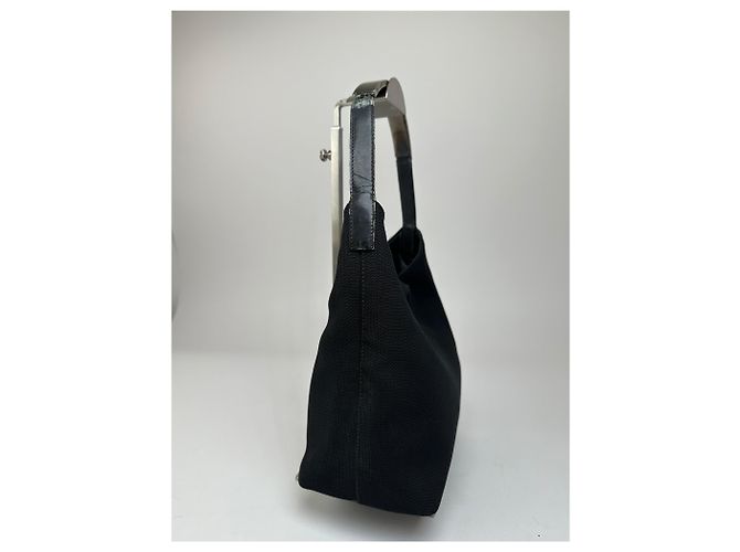 Vintage Gucci Leder-Canvas-Handtasche Schwarz - Ansicht 9