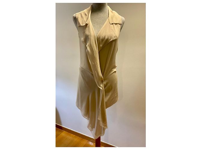 Chaleco drapeado sin mangas beige Donna Karan - vista 2