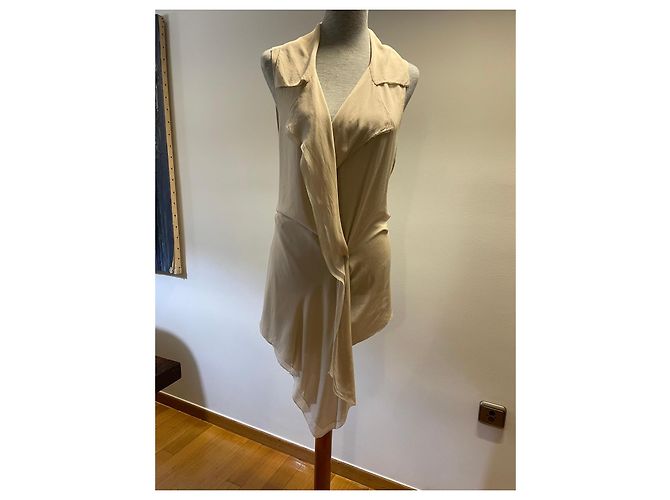 Chaleco drapeado sin mangas beige Donna Karan - vista 3