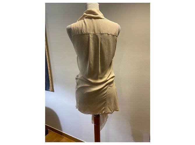 Chaleco drapeado sin mangas beige Donna Karan - vista 4