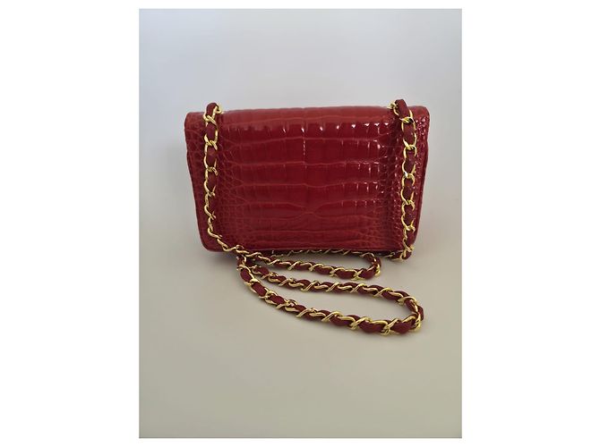 Trendy CC CHANEL Mini Timeless Abendtasche aus Krokodilleder Rot - Ansicht 3