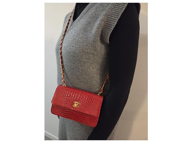 Trendy CC CHANEL Mini Timeless Abendtasche aus Krokodilleder Rot - Ansicht 6