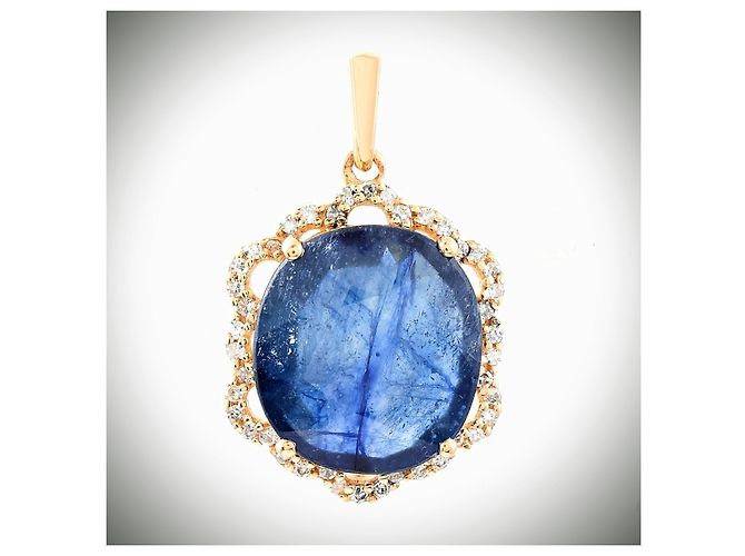 Anonyme Saphirsteinanhänger mit Diamanten Blau - Ansicht 2