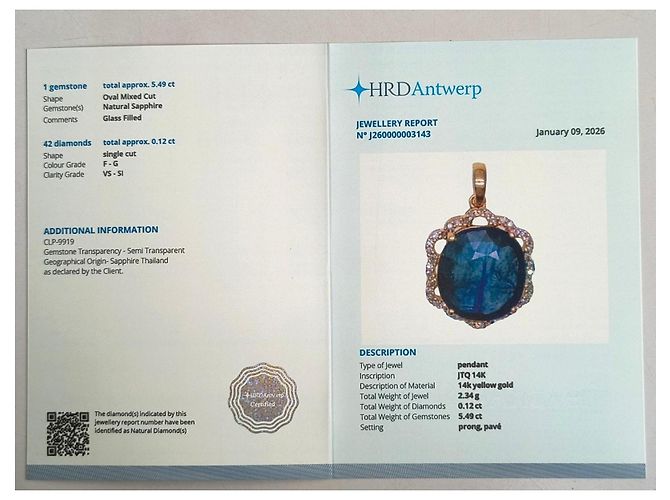 Anonyme Saphirsteinanhänger mit Diamanten Blau - Ansicht 3