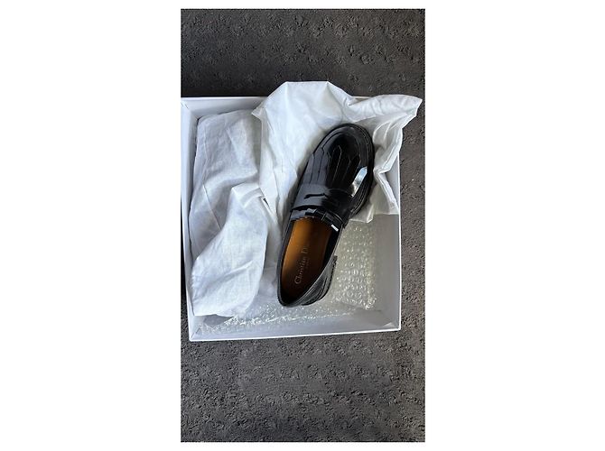 Mocassini in pelle nera Christian Dior Nero - vista 10