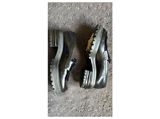 Mocassini in pelle nera Christian Dior Nero - vista 4