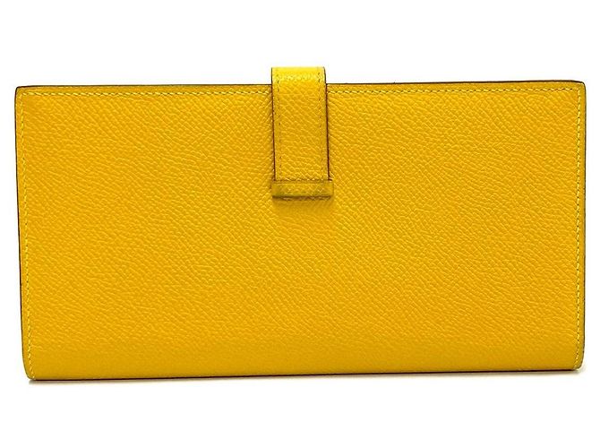 Béarn Hermès Portafoglio lungo Hermes Bearn Soufflet in vitello Epsom Giallo - vista 4