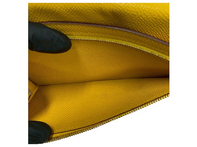 Béarn Hermès Portafoglio lungo Hermes Bearn Soufflet in vitello Epsom Giallo - vista 8