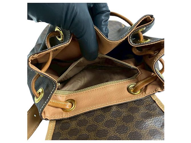 Céline Zaino Celine Macadam Triomphe in PVC e pelle Marrone - vista 10